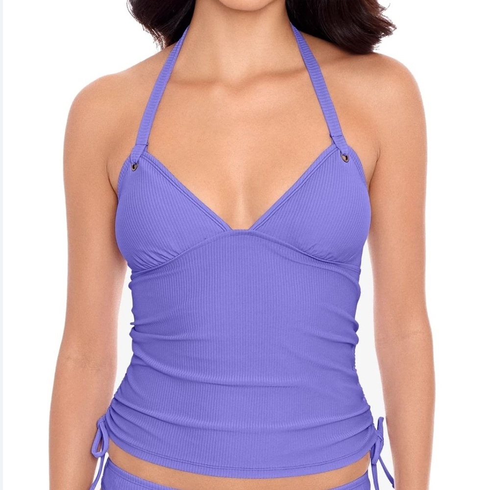 Salt‎ + Cove Women's Swimwear Tankini Rib Medium Shirred Purple Small NWT